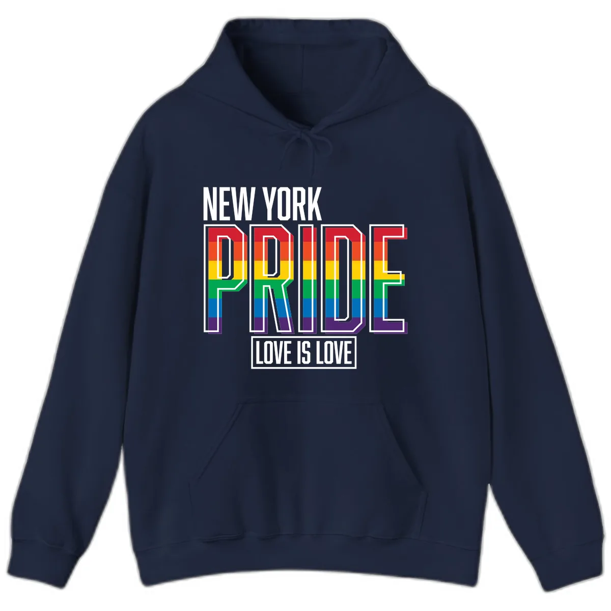 New York Pride Love Is Love Hoodie in Navy