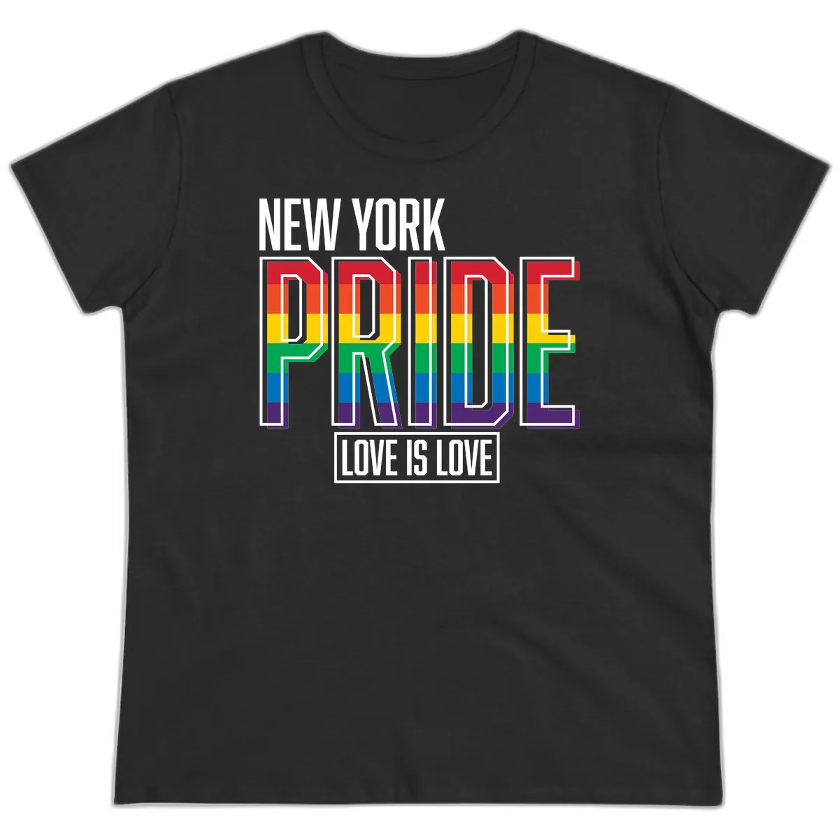 New York Pride Love Is Love Ladies Tee in Black