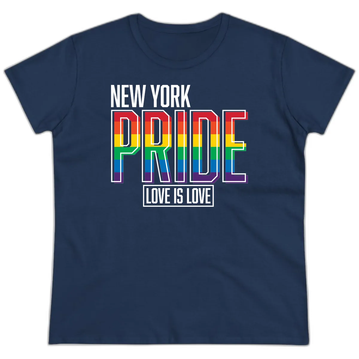 New York Pride Love Is Love Ladies Tee in Navy