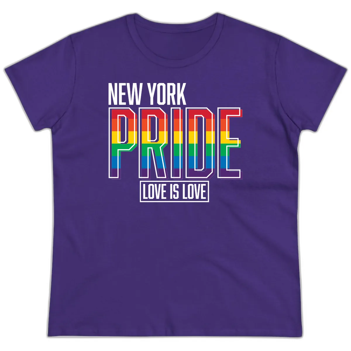 New York Pride Love Is Love Ladies Tee in Purple