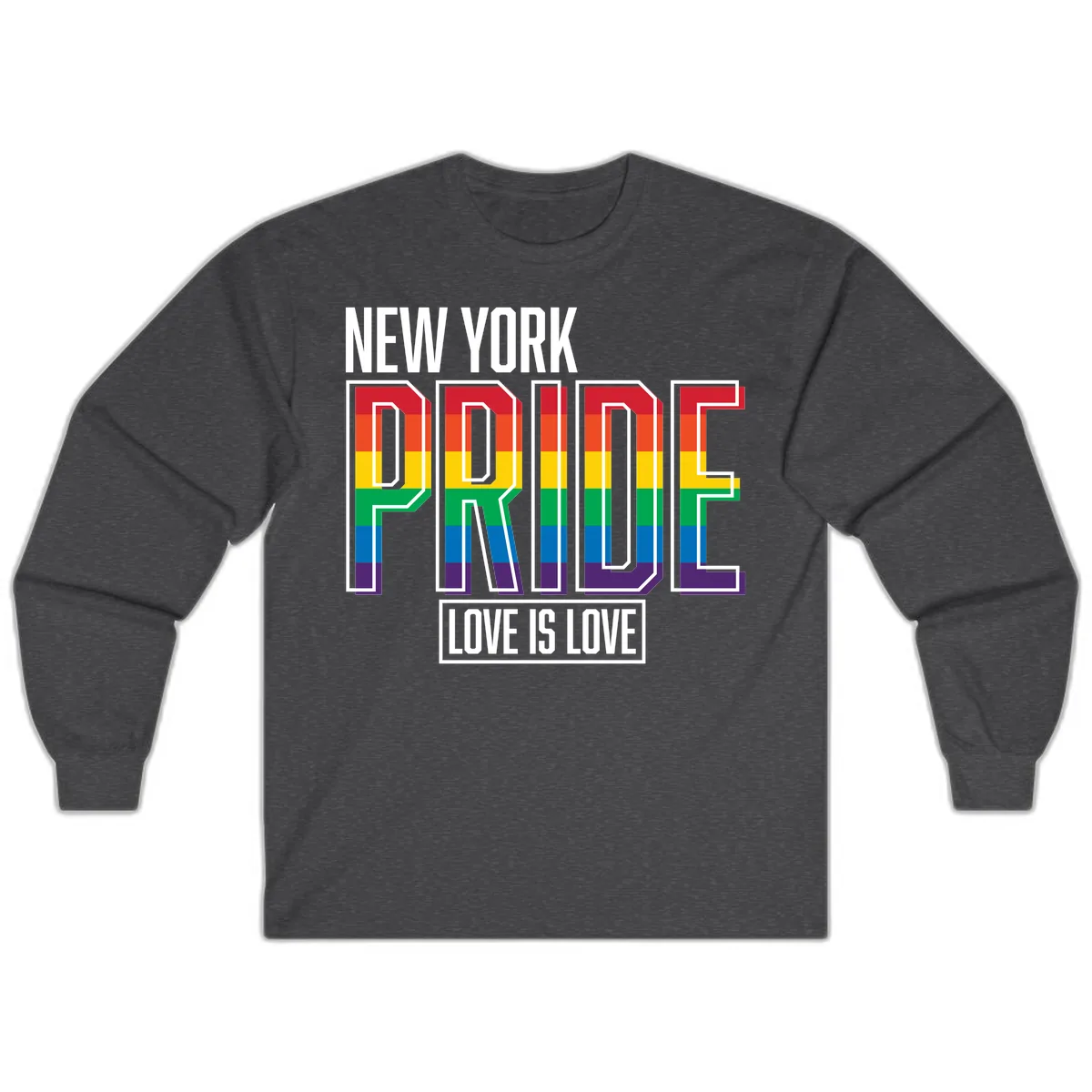 New York Pride Love Is Love Long Sleeve in Dark Heather