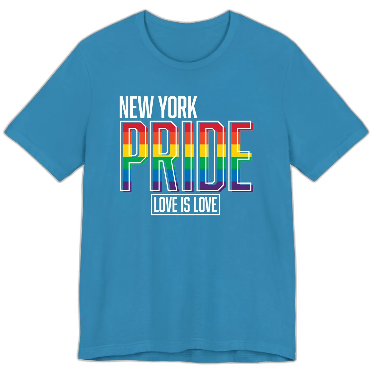 New York Pride Love Is Love Premium T-Shirt in Aqua