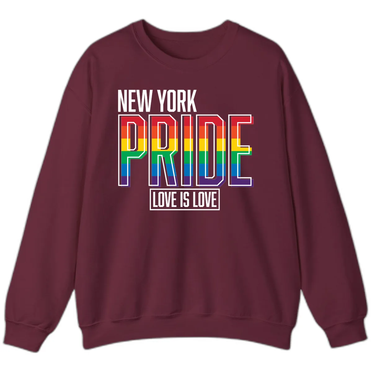 New York Pride Love Is Love Sweatshirt in Maroon