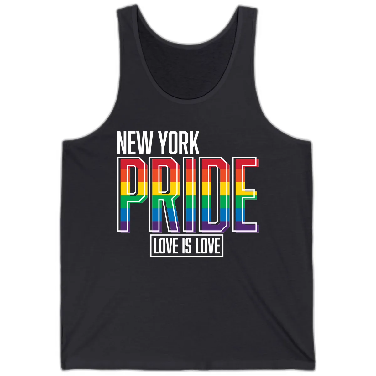 New York Pride Love Is Love Tank in Dark Grey