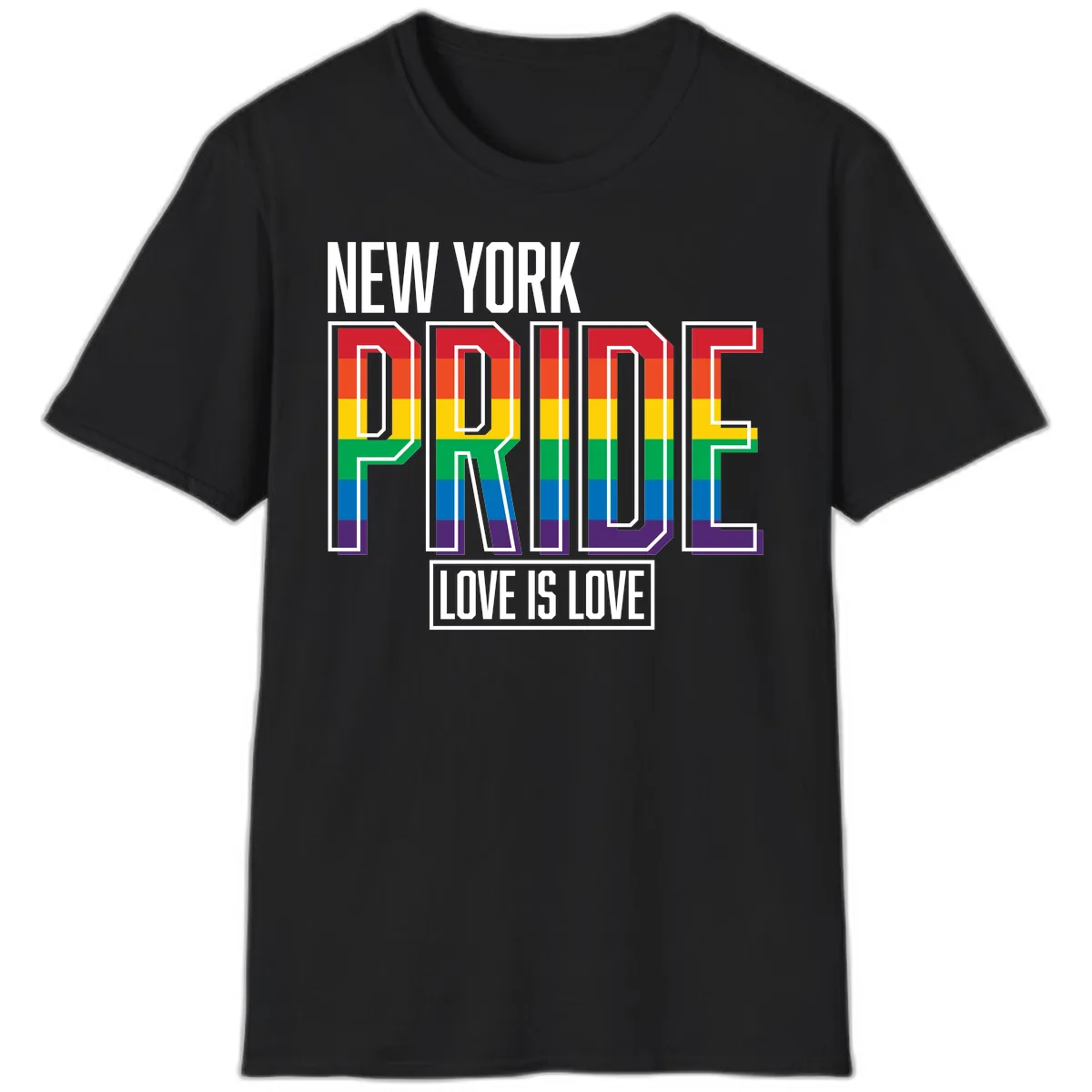 New York Pride Love Is Love T-Shirt in Black