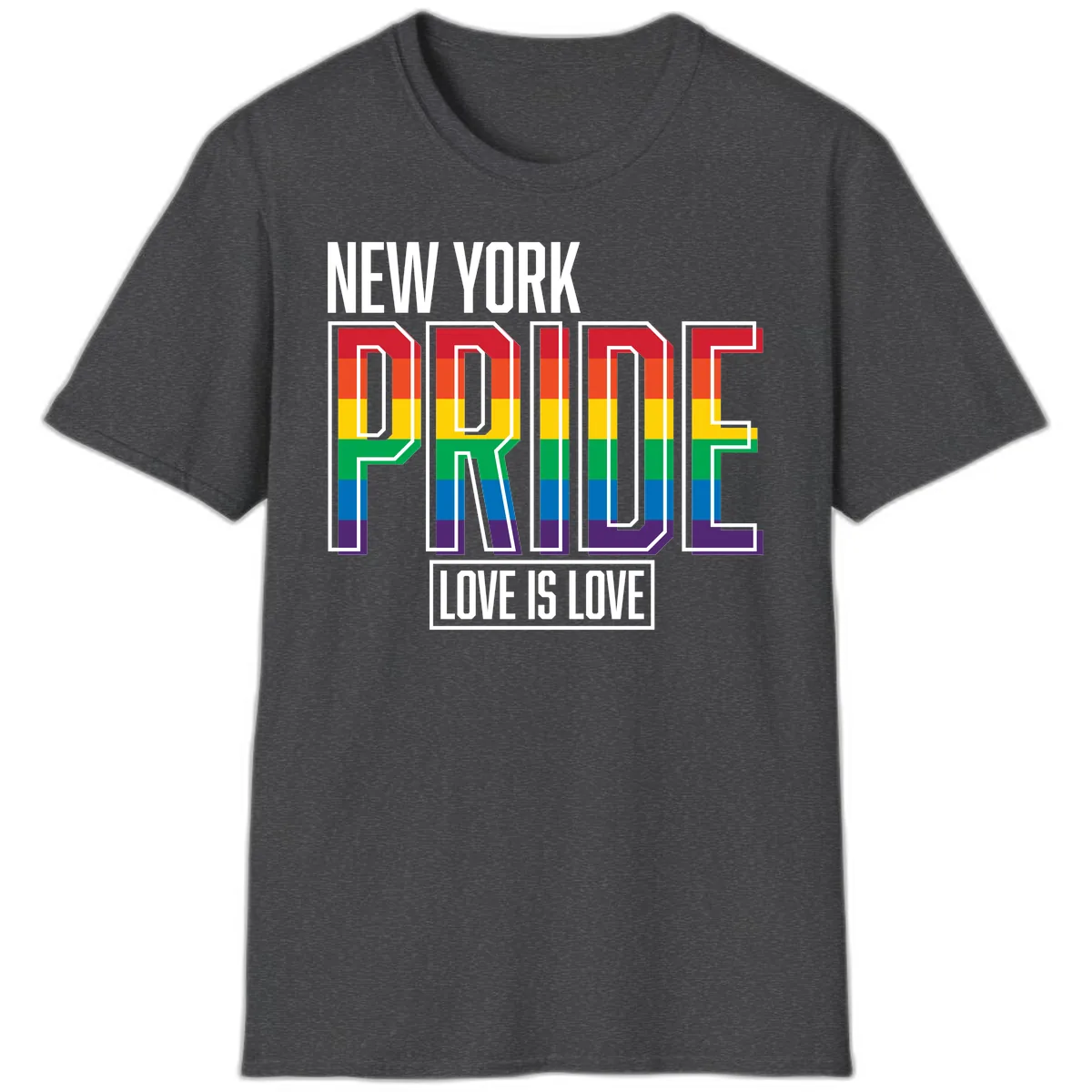New York Pride Love Is Love T-Shirt in Dark Heather