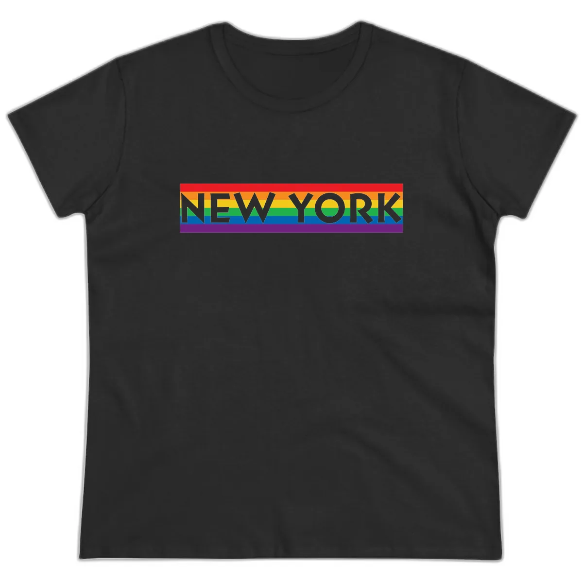 New York Pride Rainbow Ladies Tee in Black
