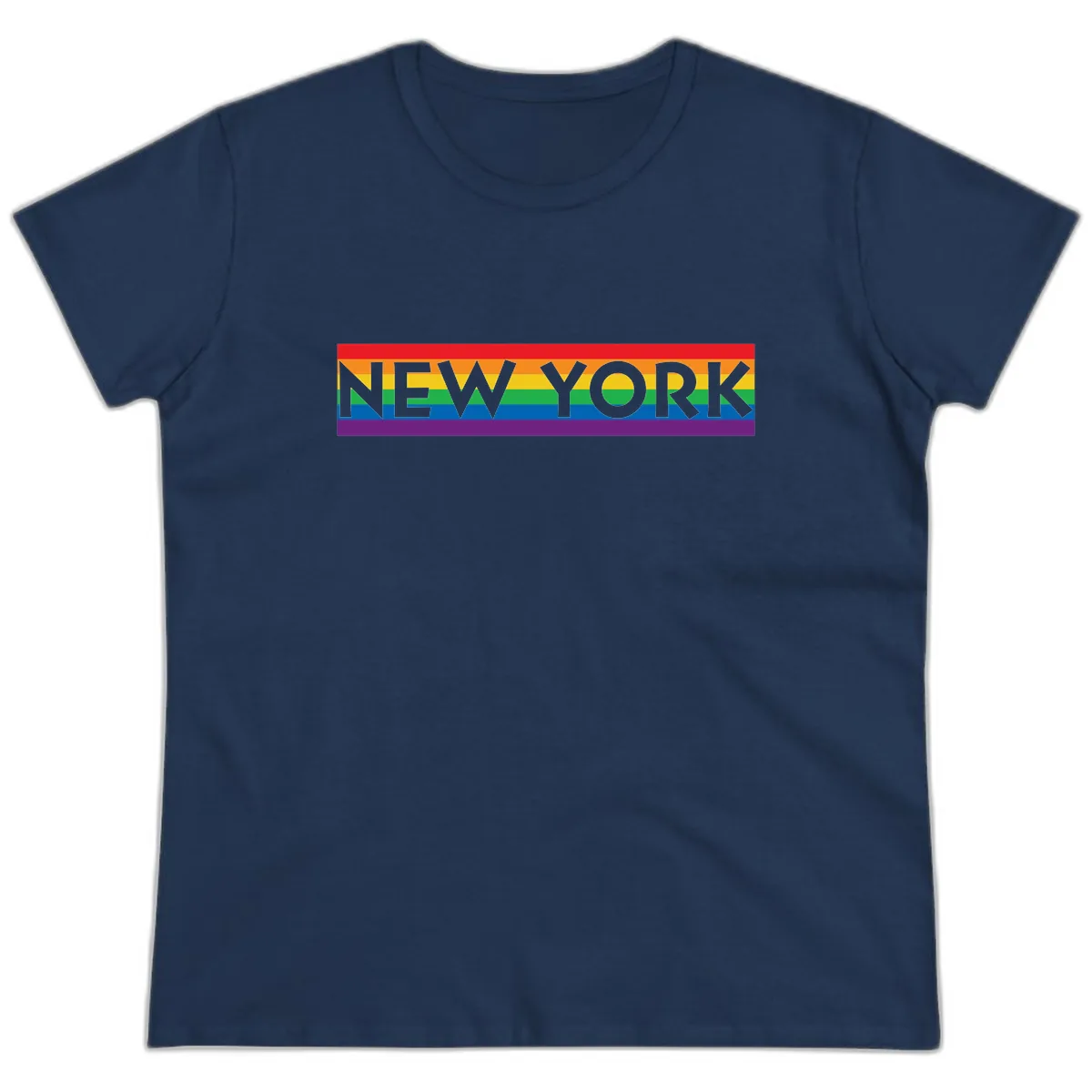 New York Pride Rainbow Ladies Tee in Navy