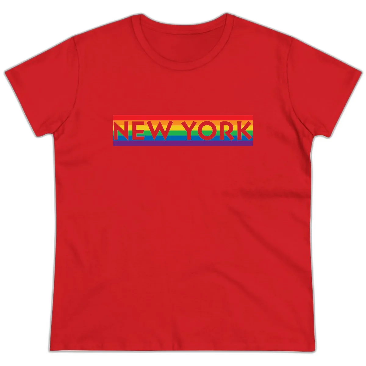 New York Pride Rainbow Ladies Tee in Red