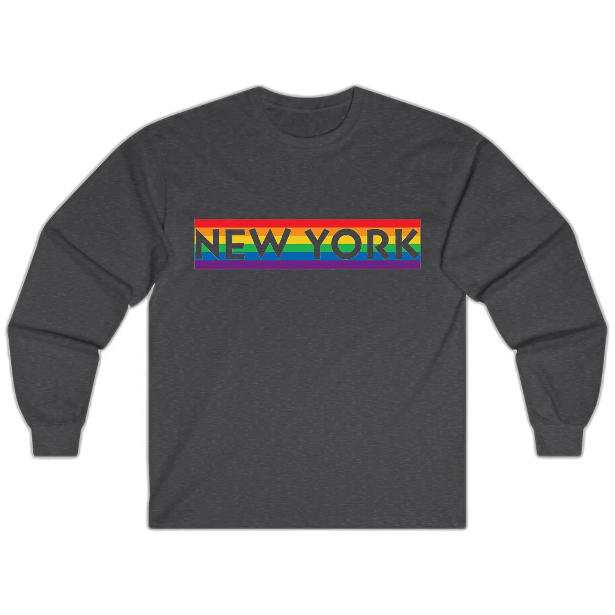 New York Pride Rainbow Long Sleeve in Dark Heather
