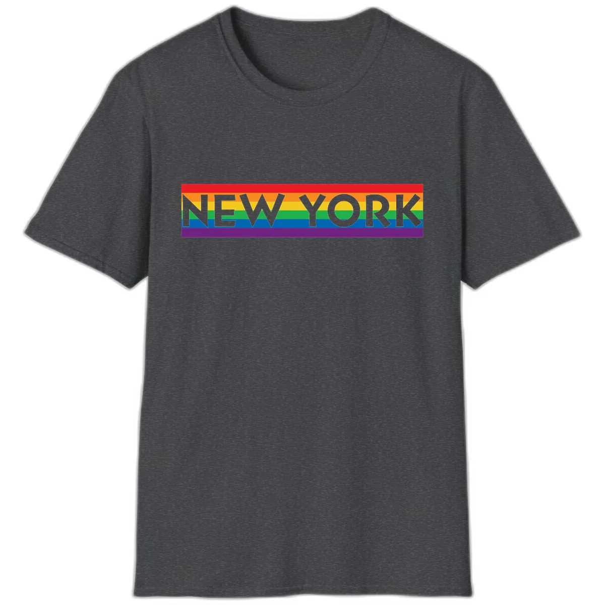 New York Pride Rainbow T-Shirt in Dark Heather