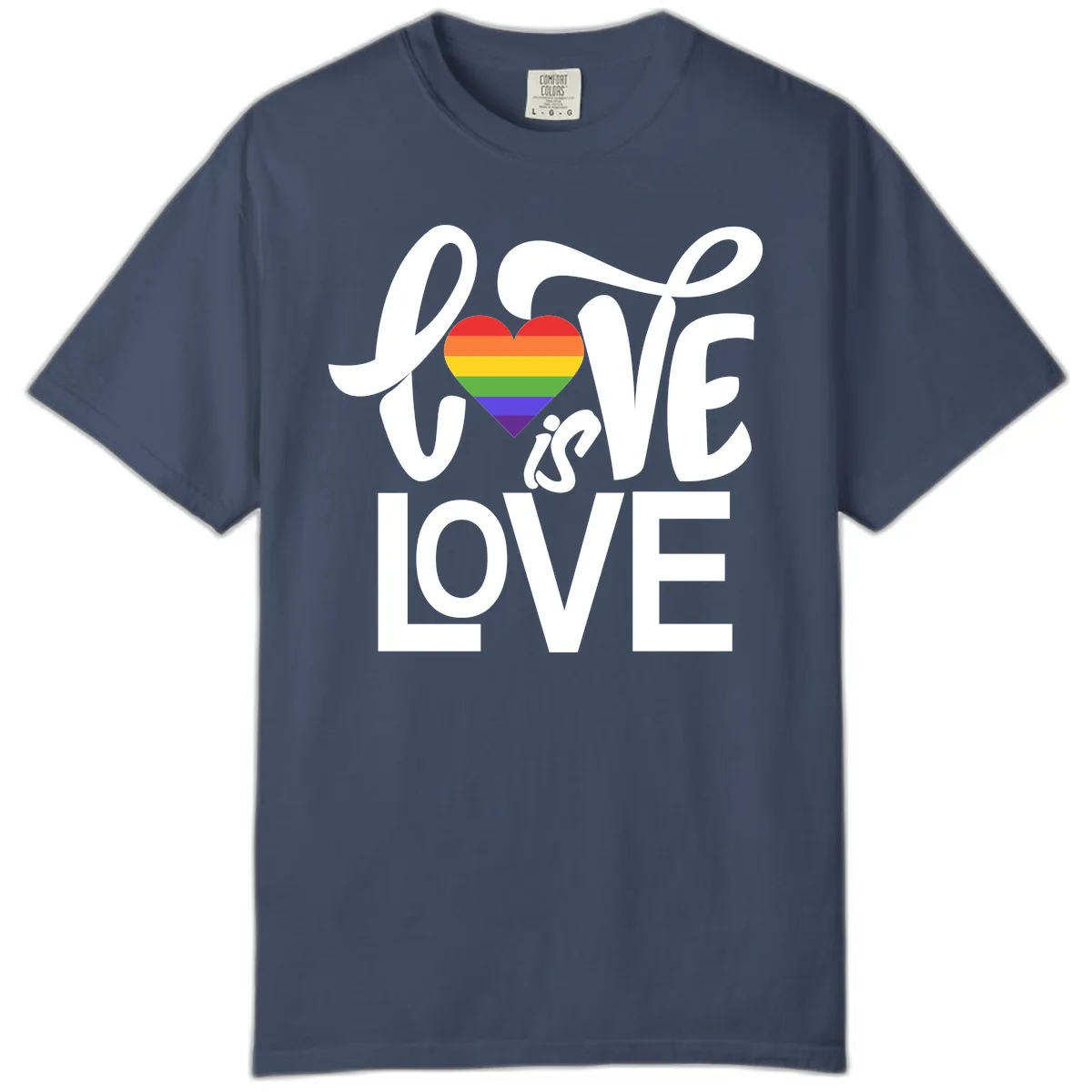 Love Is Love Pride Heart Comfort Color in Midnight