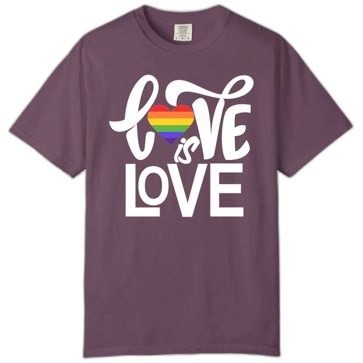 Love Is Love Pride Heart Comfort Color in Berry