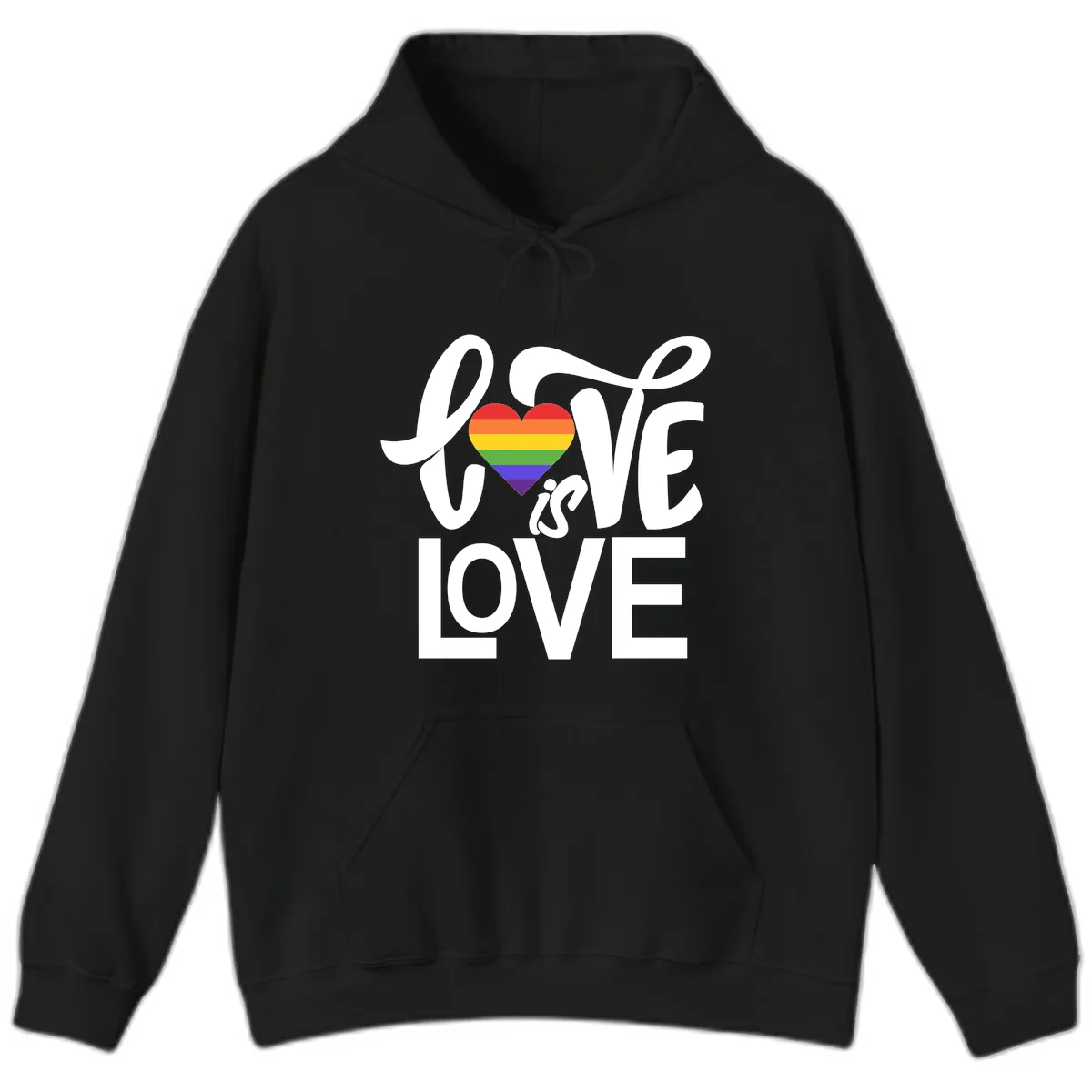 Love Is Love Pride Heart Hoodie in Black