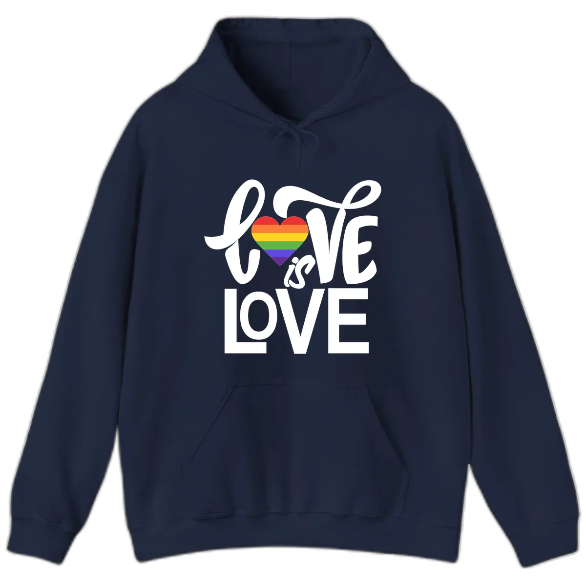 Love Is Love Pride Heart Hoodie in Navy