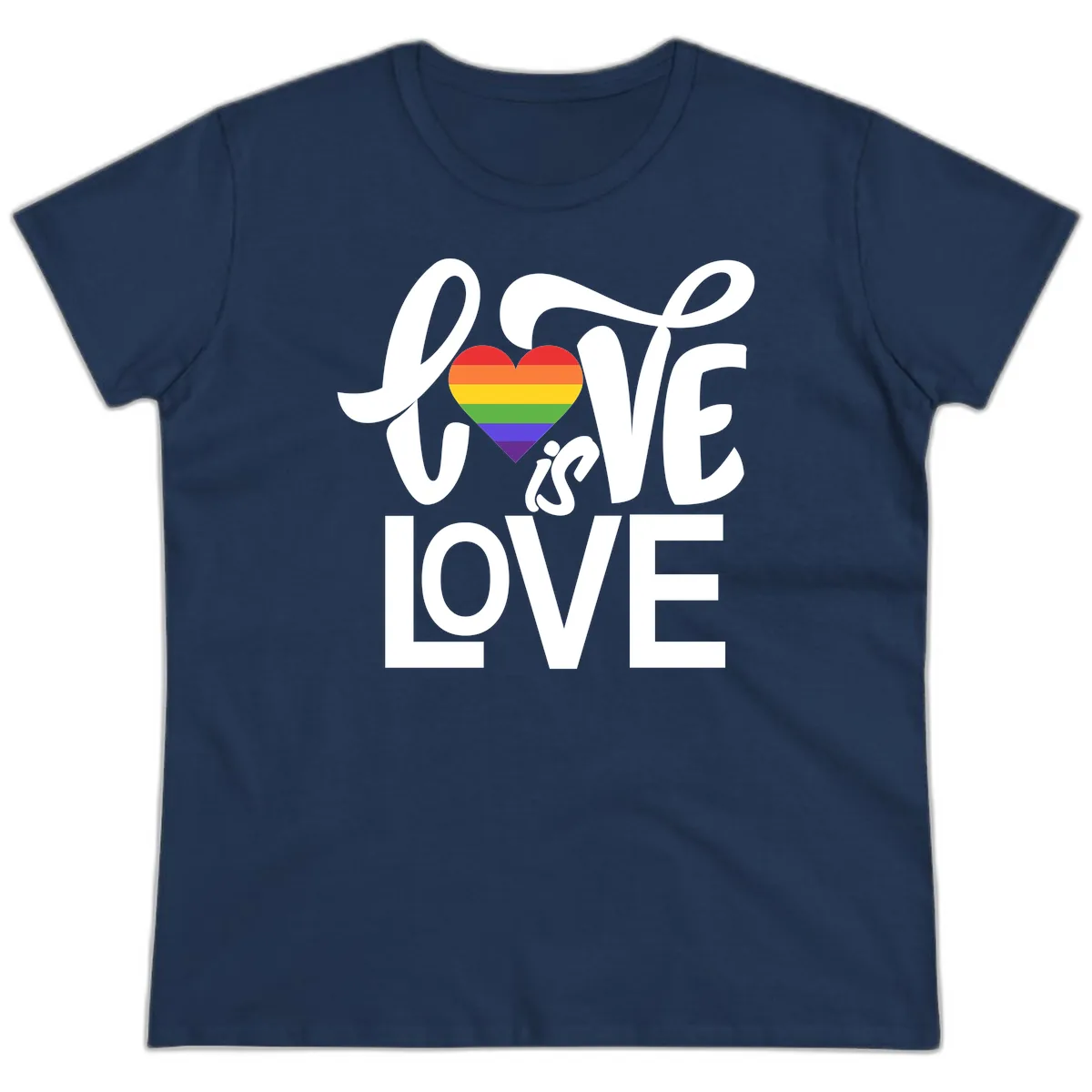Love Is Love Pride Heart Ladies Tee in Navy