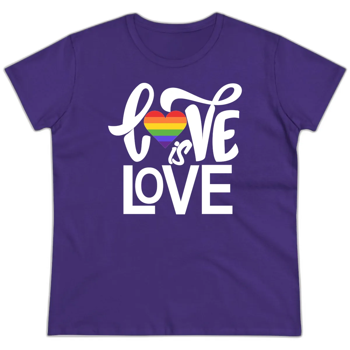 Love Is Love Pride Heart Ladies Tee in Purple