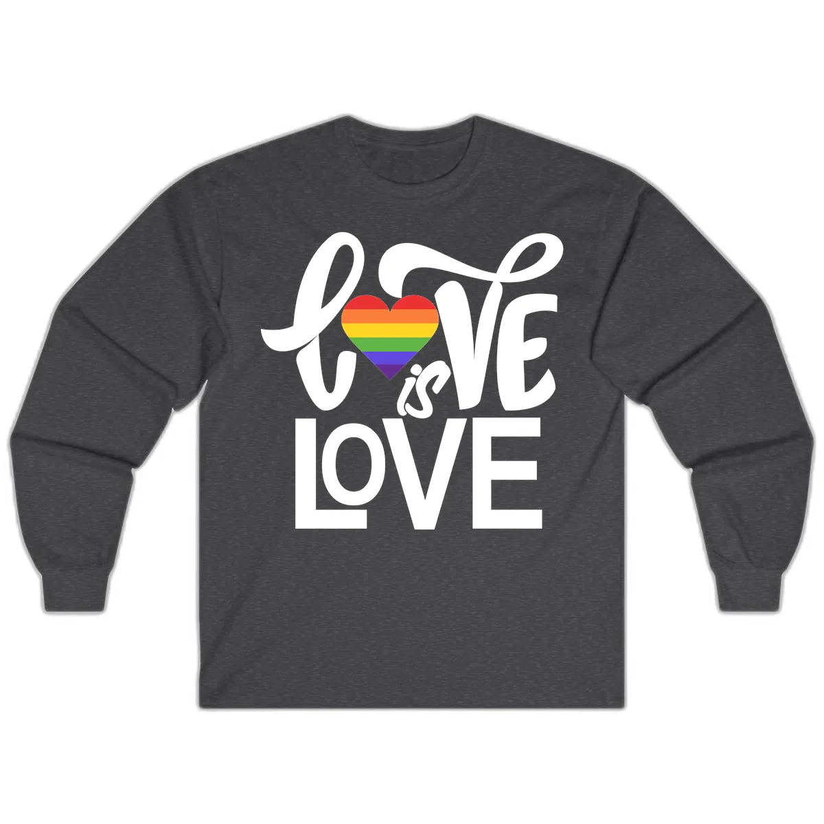 Love Is Love Pride Heart Long Sleeve in Dark Heather