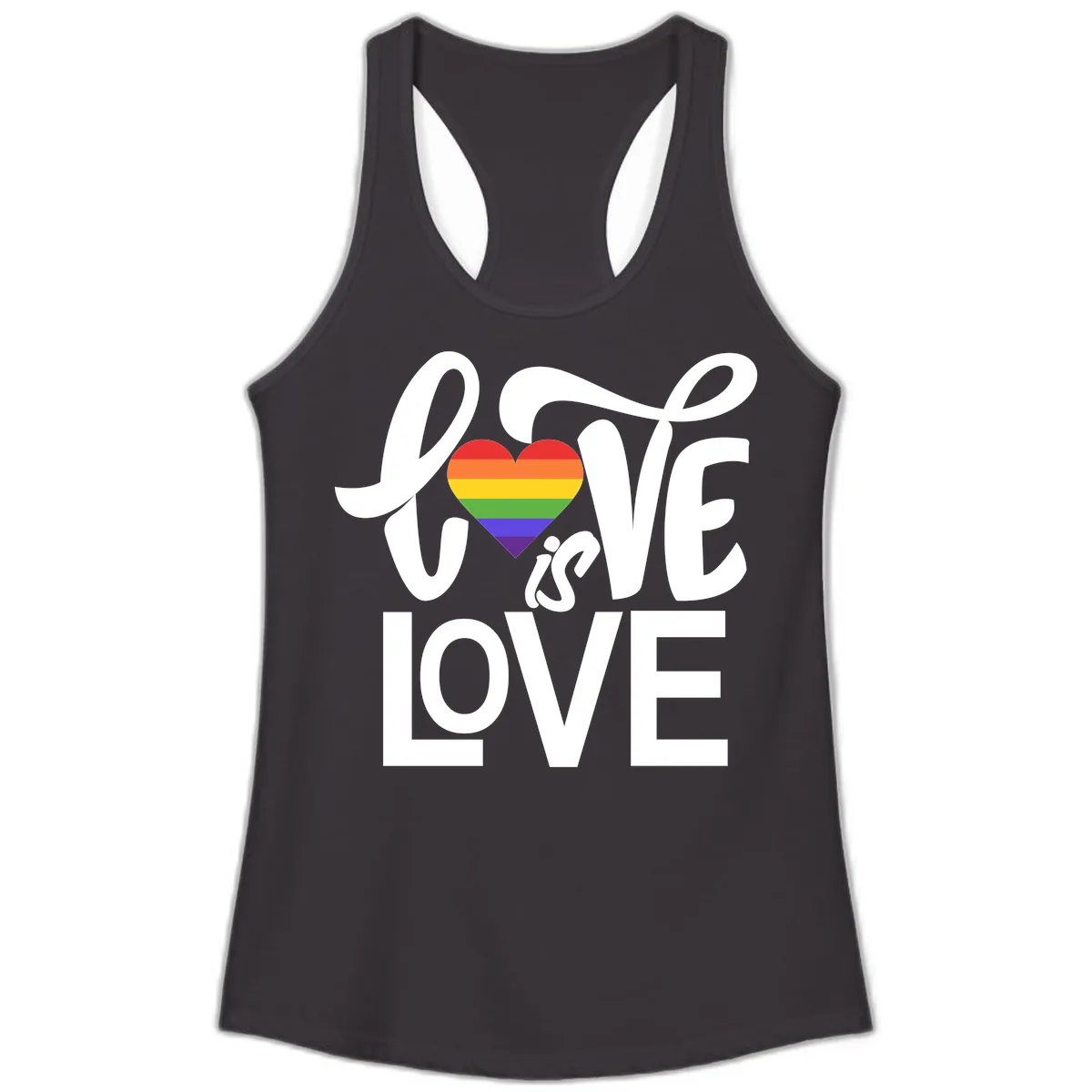 Love Is Love Pride Heart Ladies Tank in Black