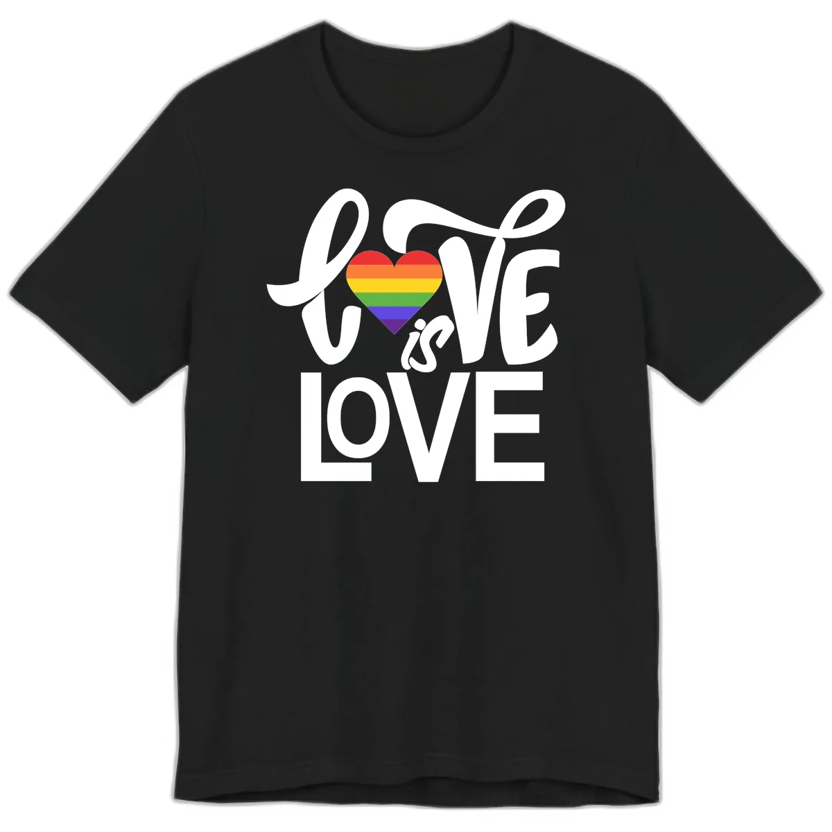Love Is Love Pride Heart Premium T-Shirt in Black