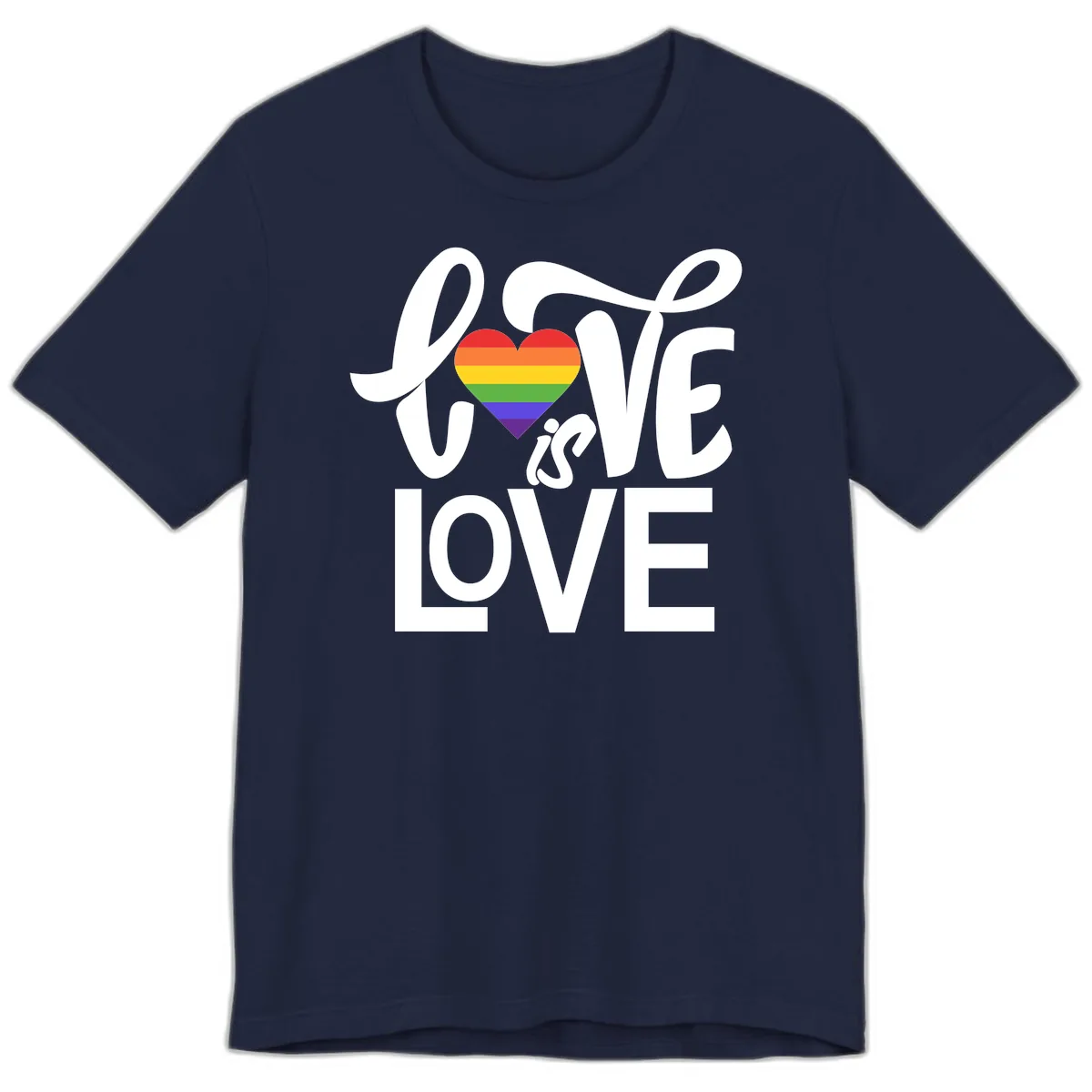 Love Is Love Pride Heart Premium T-Shirt in Navy