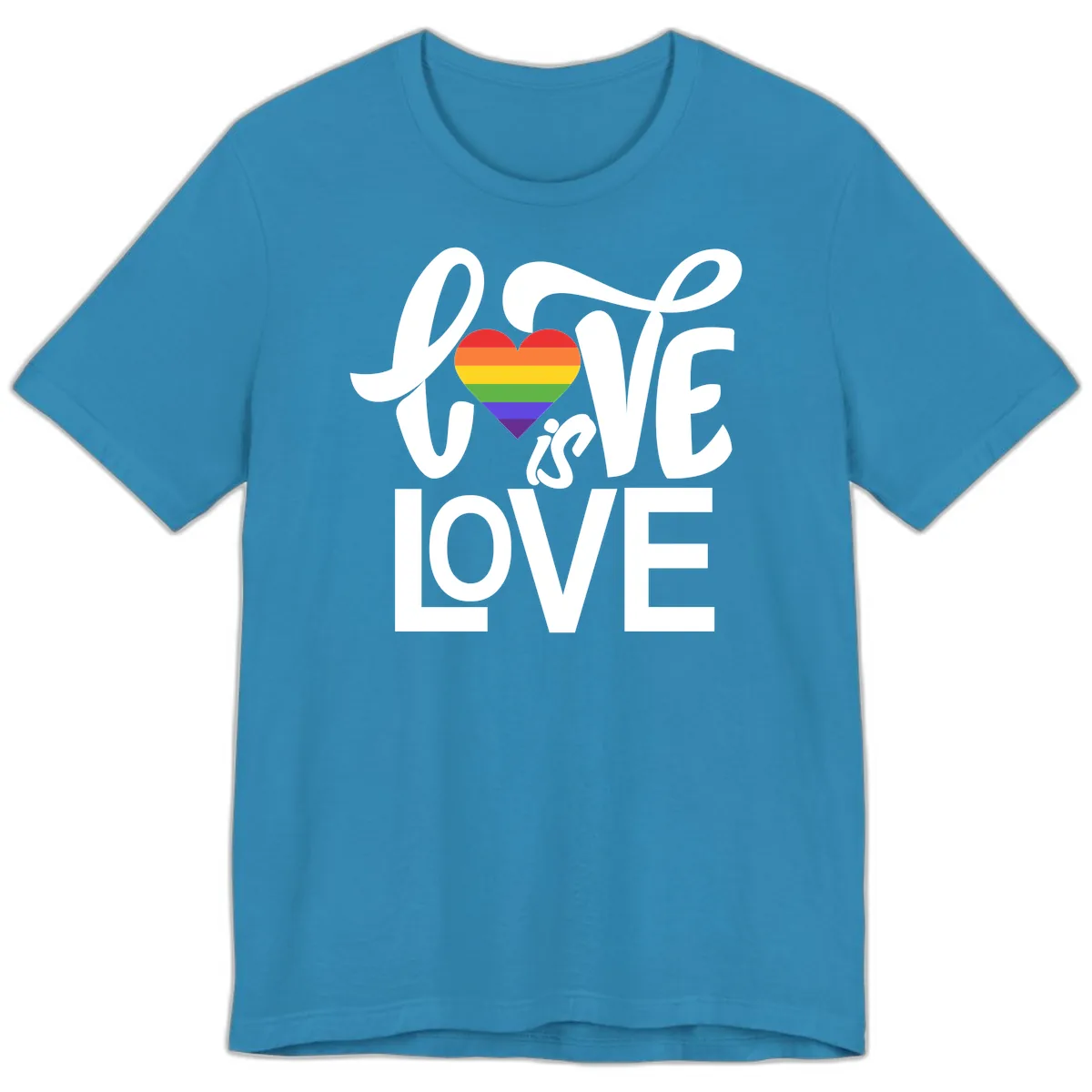 Love Is Love Pride Heart Premium T-Shirt in Aqua