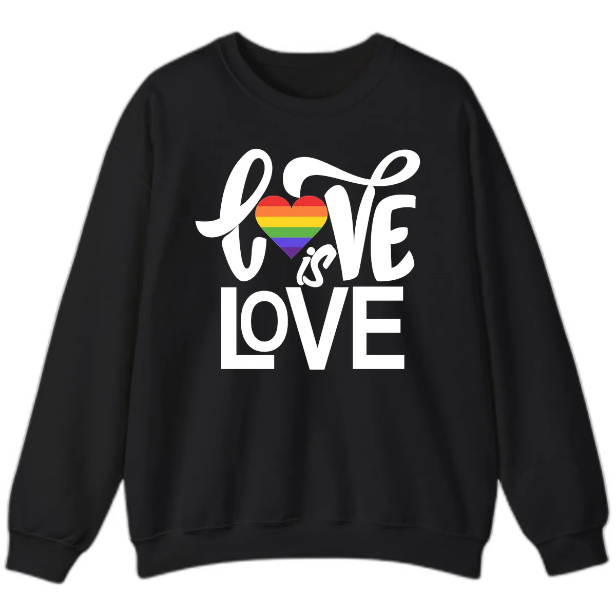 Love Is Love Pride Heart Sweatshirt in Black
