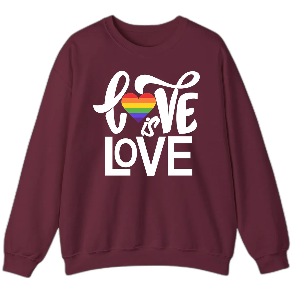 Love Is Love Pride Heart Sweatshirt in Maroon