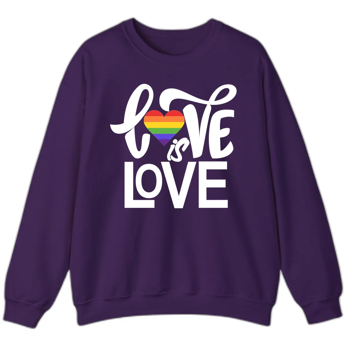 Love Is Love Pride Heart Sweatshirt in Purple