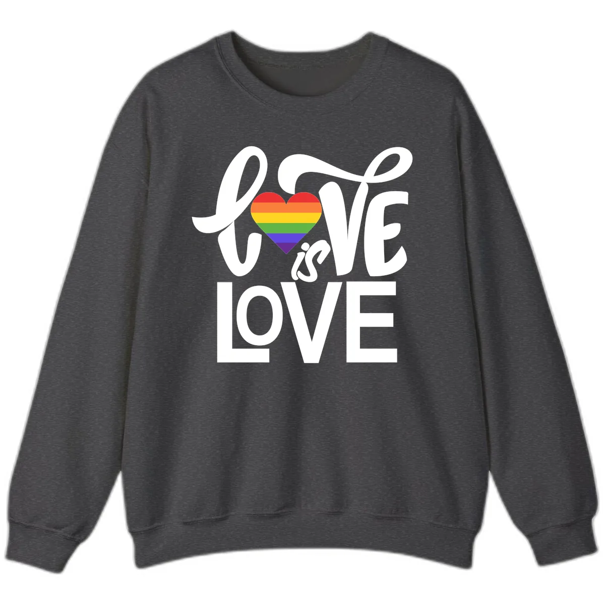 Love Is Love Pride Heart Sweatshirt in Dark Heather