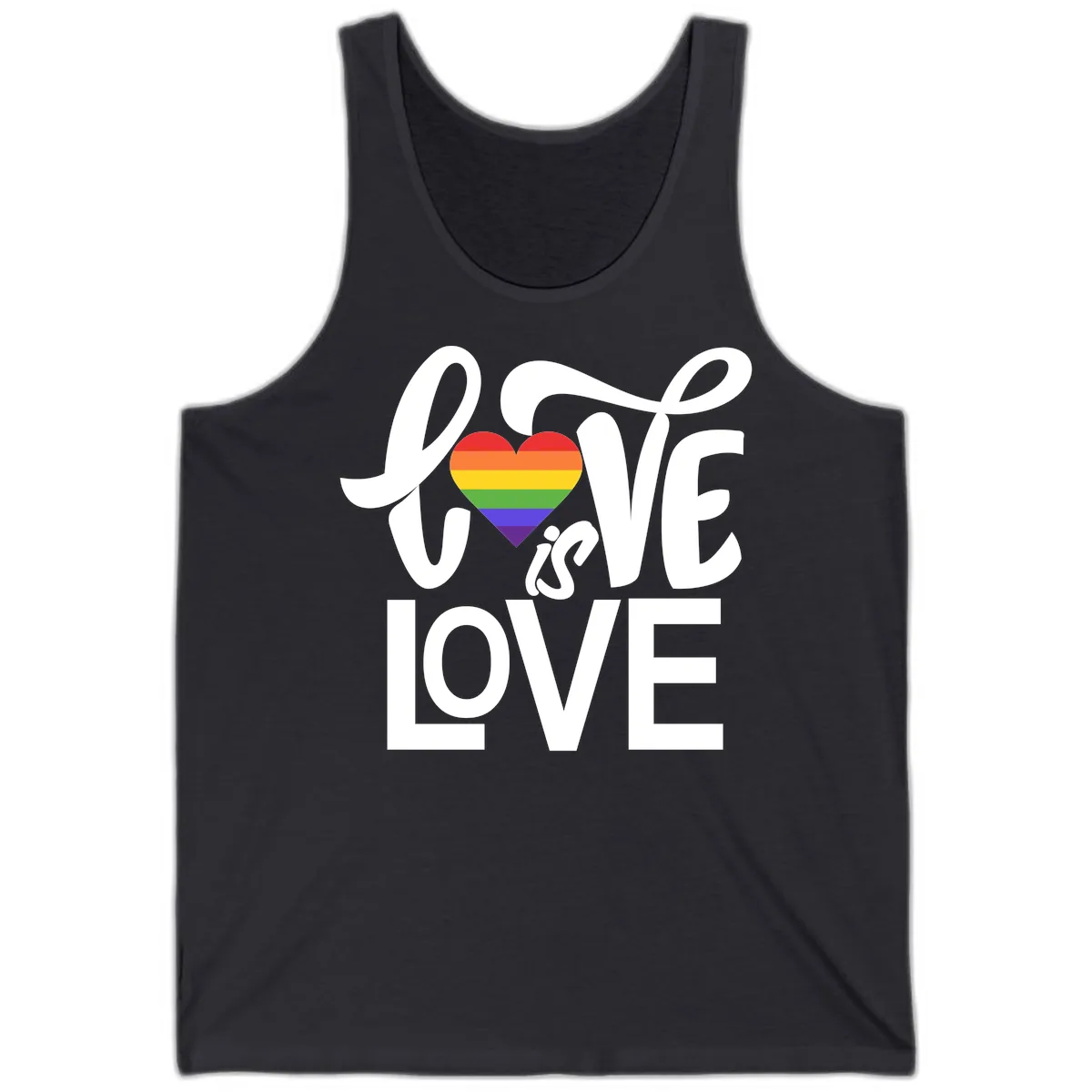 Love Is Love Pride Heart Tank in Dark Grey