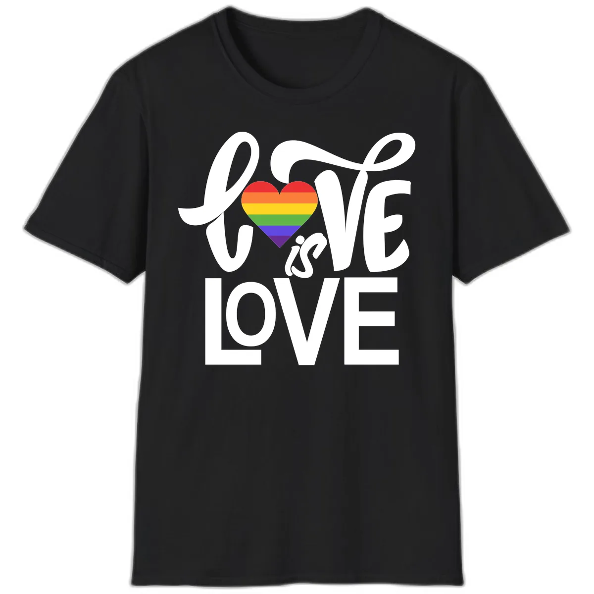 Love Is Love Pride Heart T-Shirt in Black