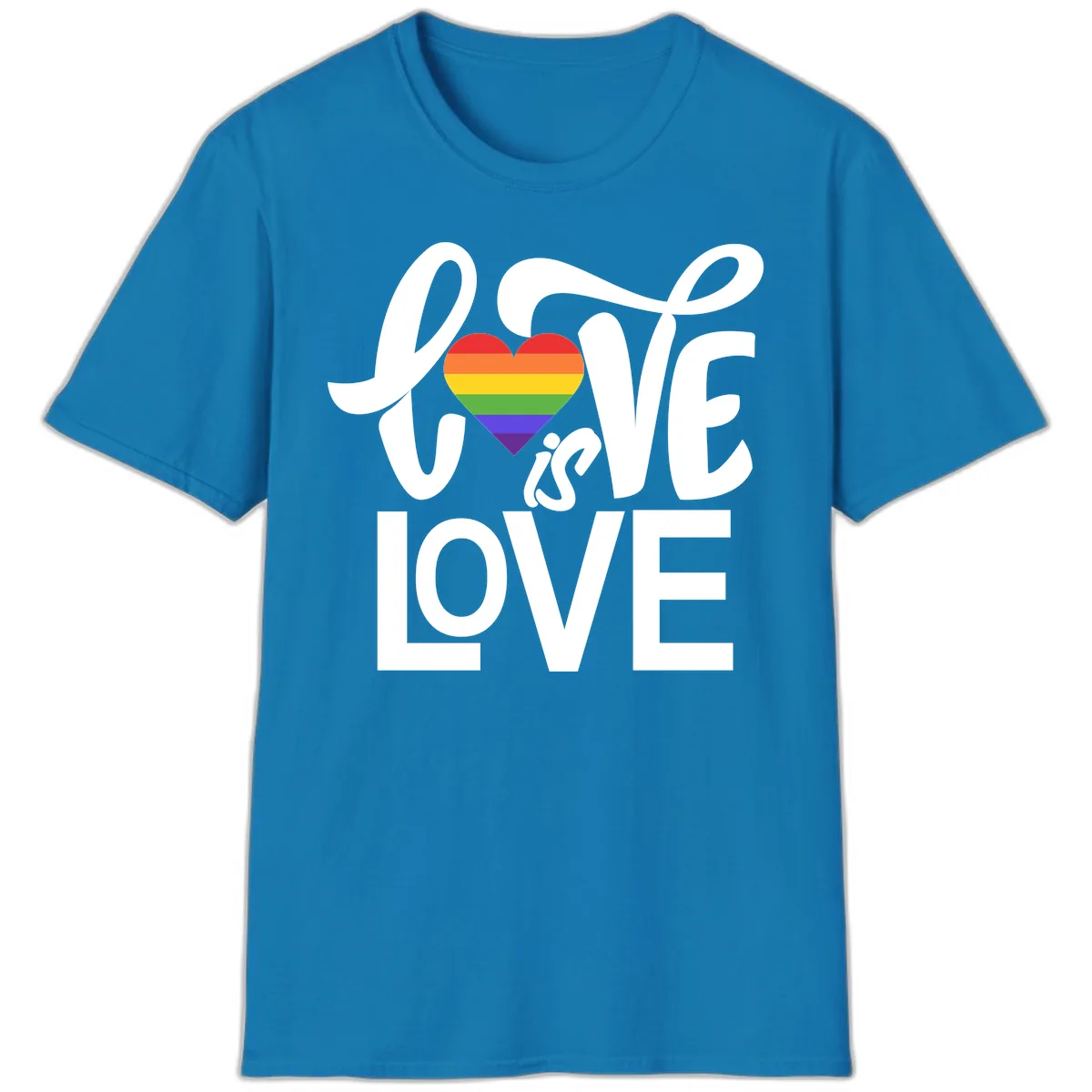 Love Is Love Pride Heart T-Shirt in Sapphire