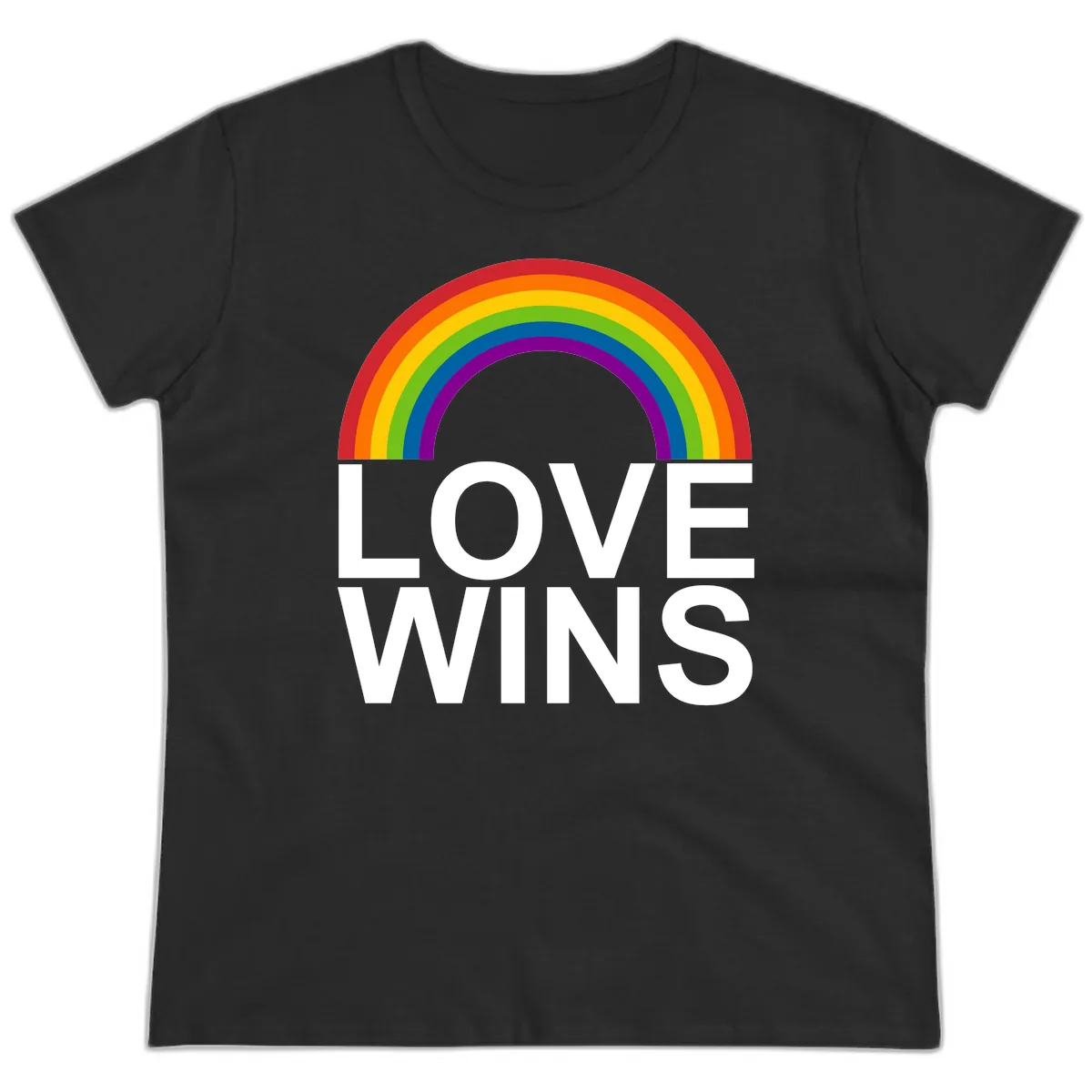 Love Wins Rainbow Pride Ladies Tee in Black