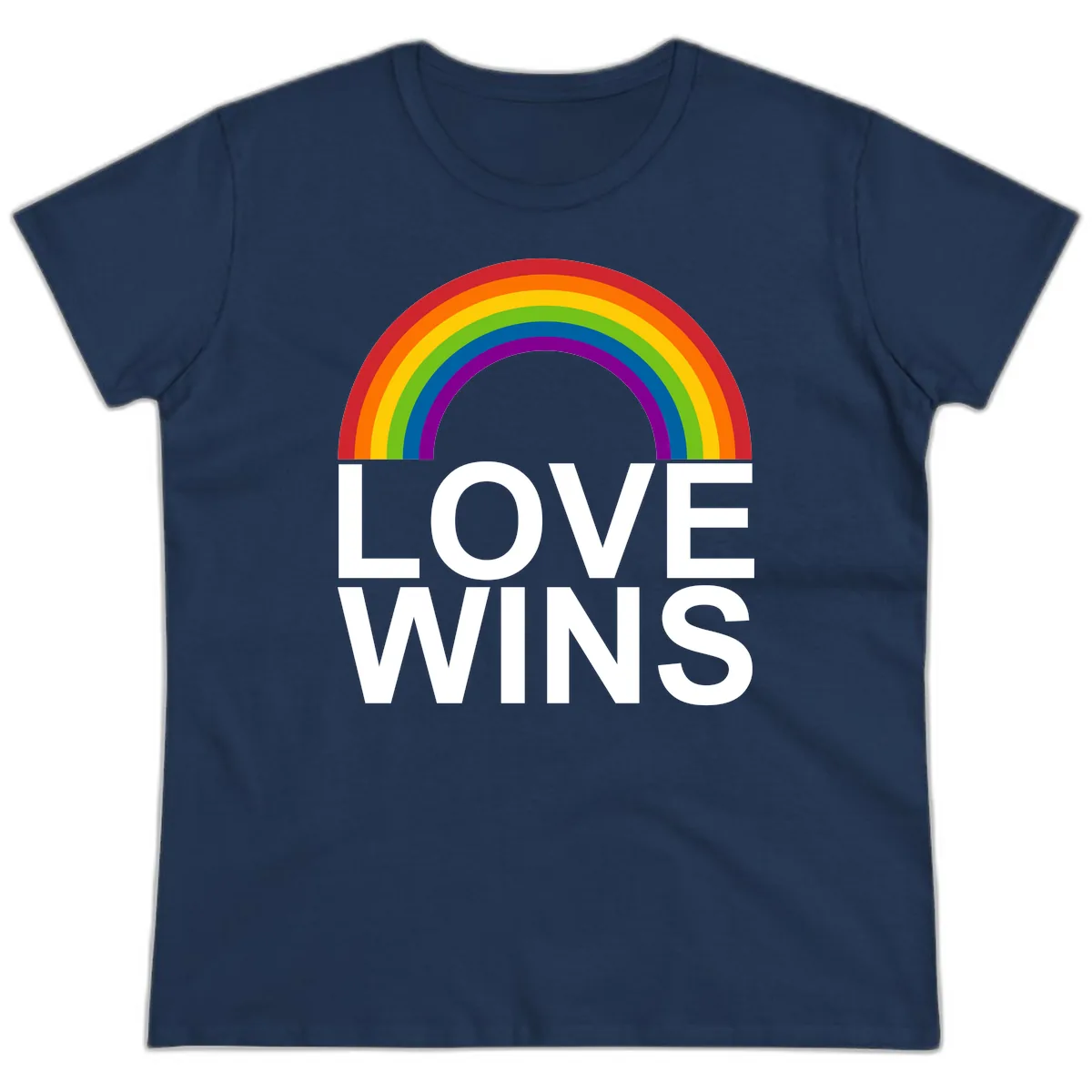 Love Wins Rainbow Pride Ladies Tee in Navy