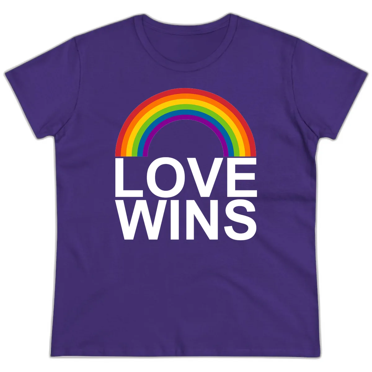 Love Wins Rainbow Pride Ladies Tee in Purple