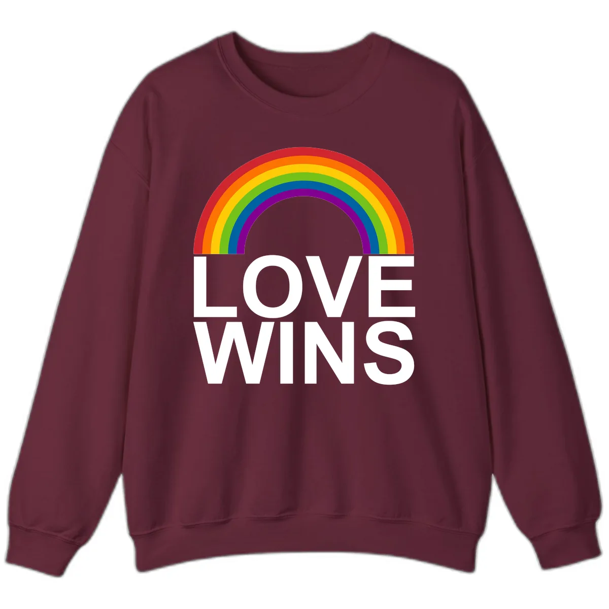 Love Wins Rainbow Pride Sweatshirt in Maroon