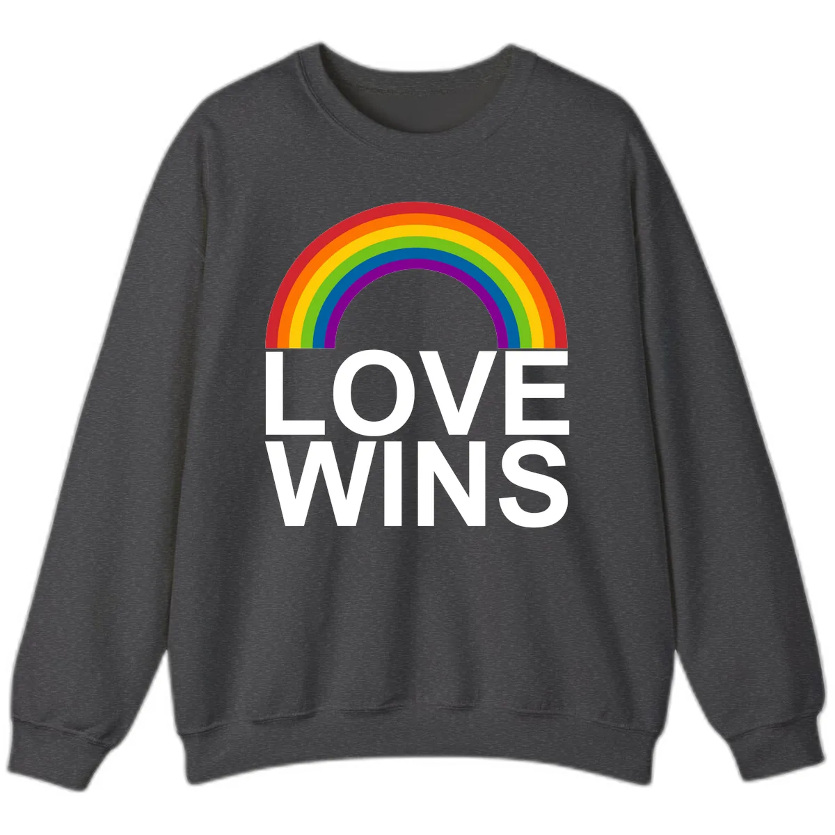 Love Wins Rainbow Pride Sweatshirt in Dark Heather