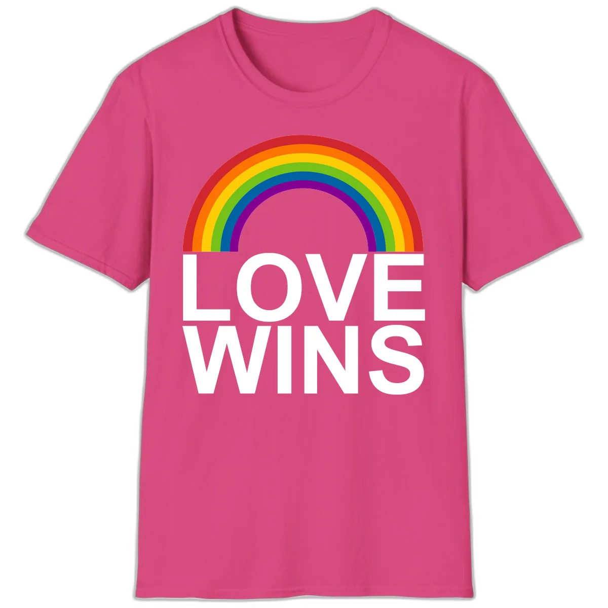 Love Wins Rainbow Pride T-Shirt in Heliconia
