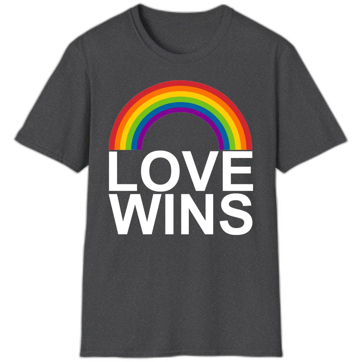 Love Wins Rainbow Pride T-Shirt in Dark Heather