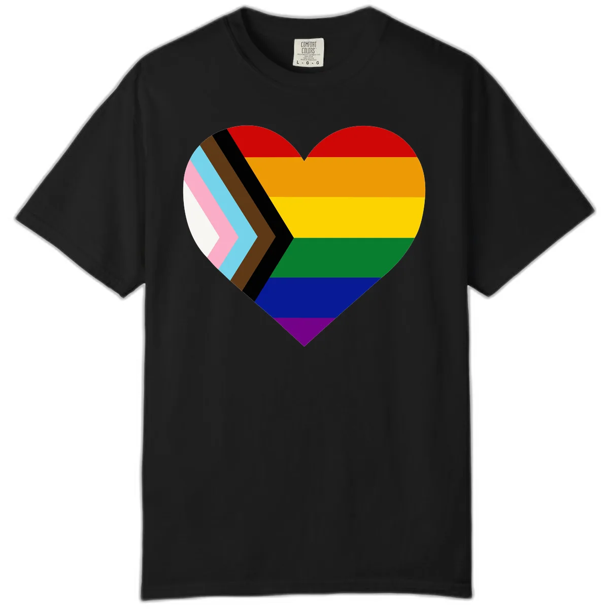 Progress Pride Heart Comfort Color in Black