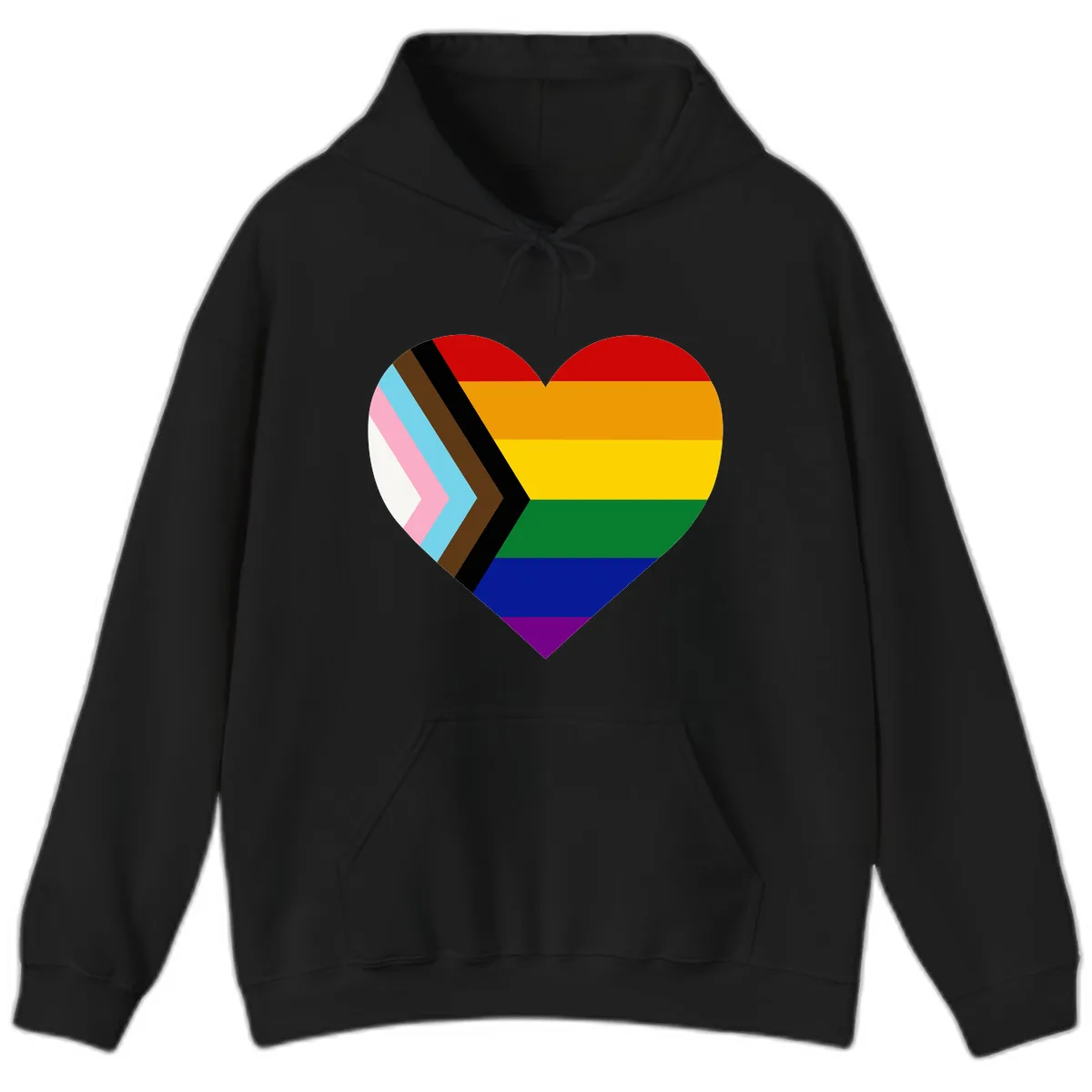 Progress Pride Heart Hoodie in Black