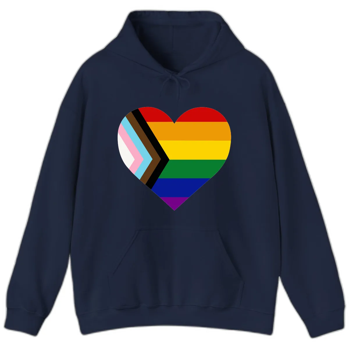 Progress Pride Heart Hoodie in Navy