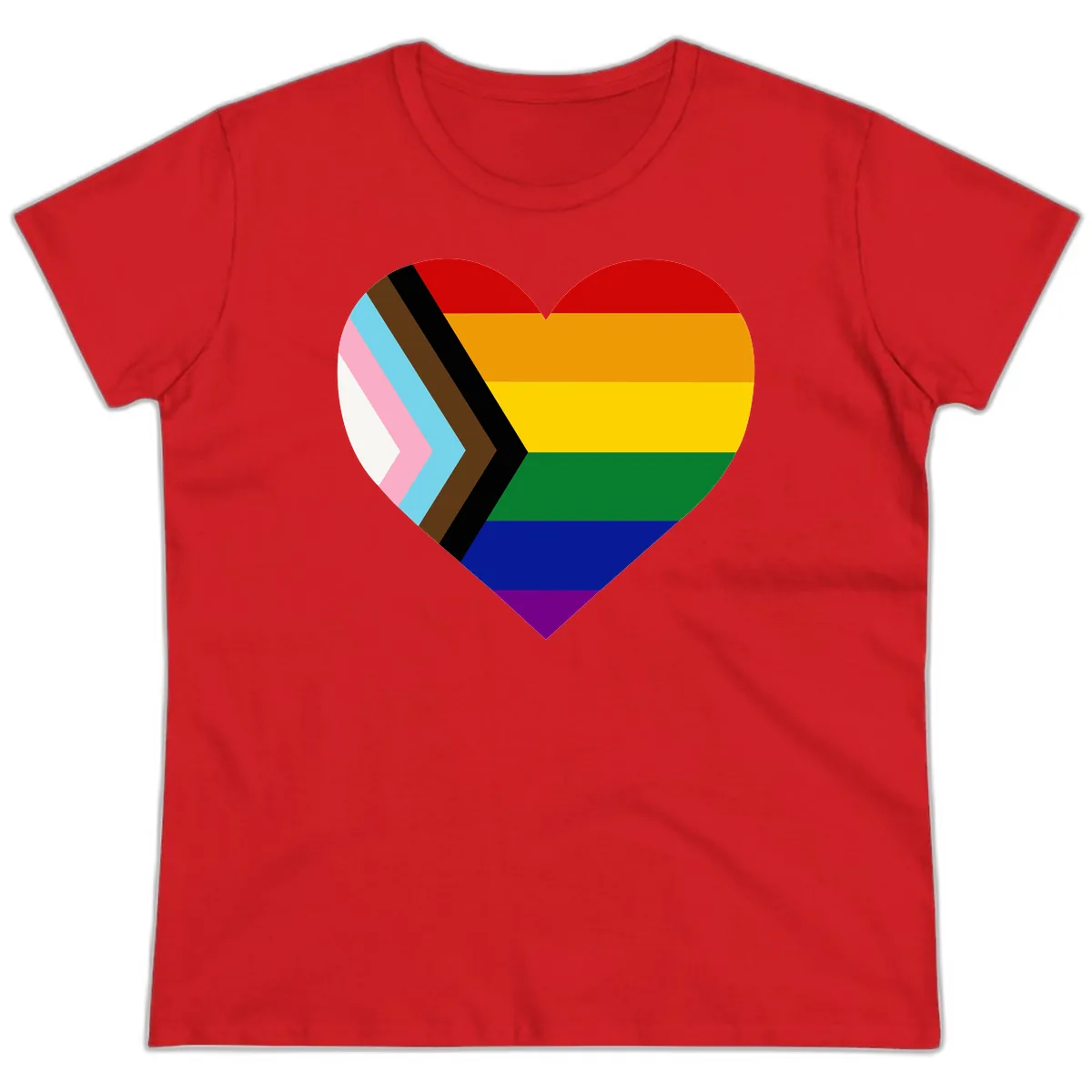 Progress Pride Heart Ladies Tee in Red