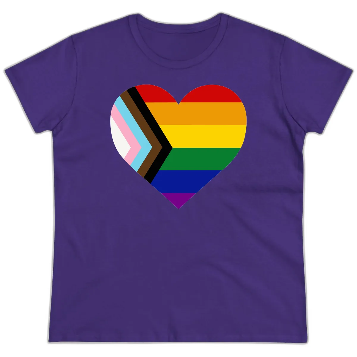 Progress Pride Heart Ladies Tee in Purple