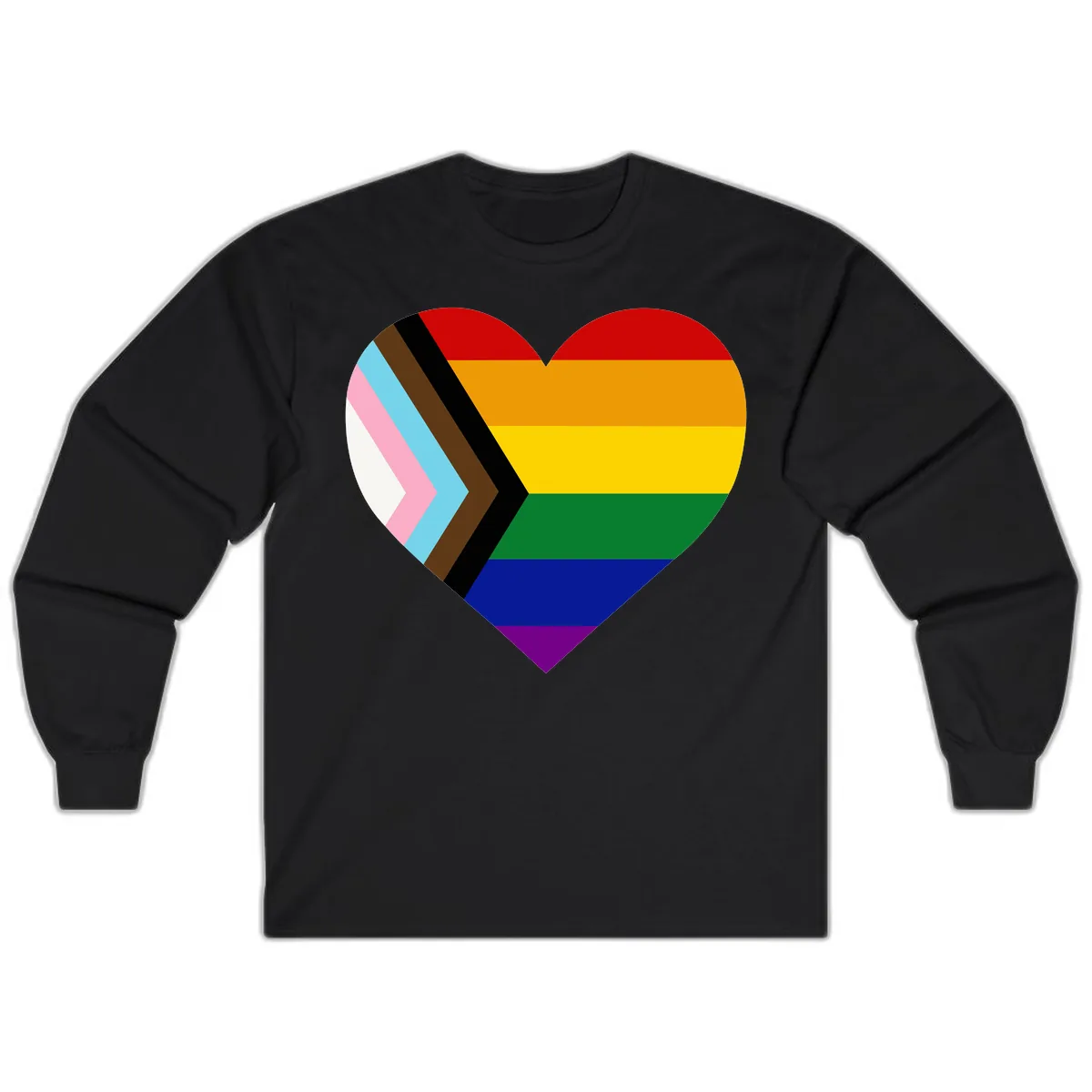 Progress Pride Heart Long Sleeve in Black