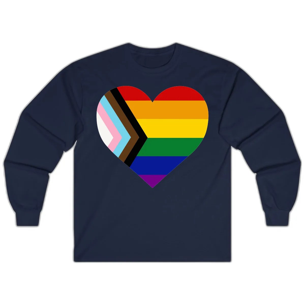 Progress Pride Heart Long Sleeve in Navy