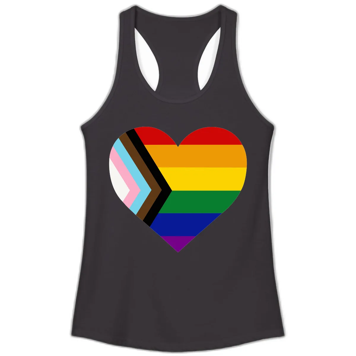 Progress Pride Heart Ladies Tank in Black