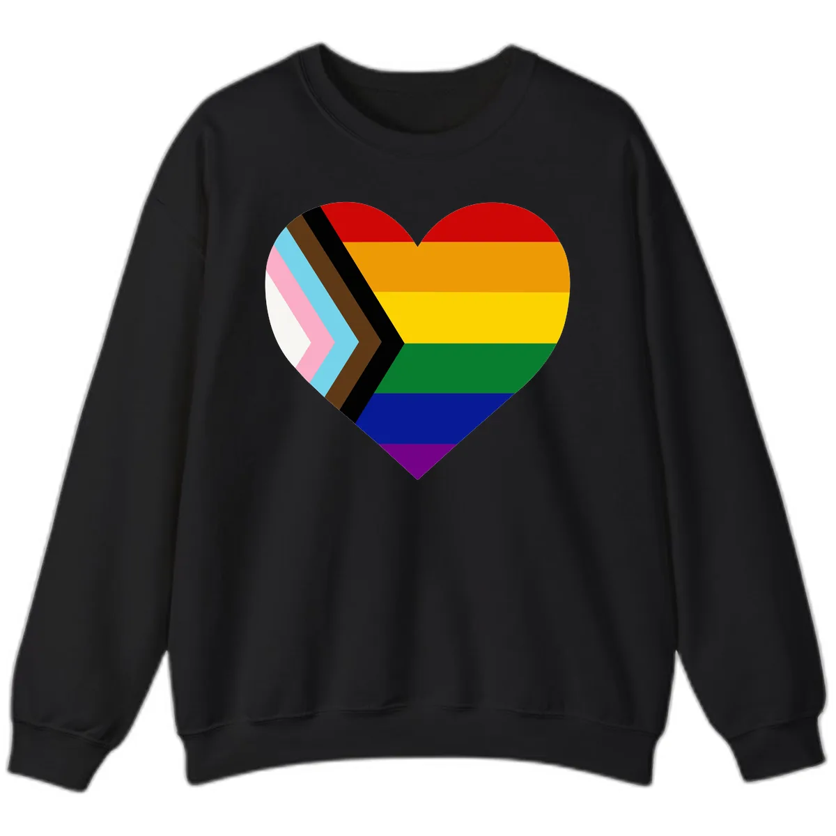 Progress Pride Heart Sweatshirt in Black