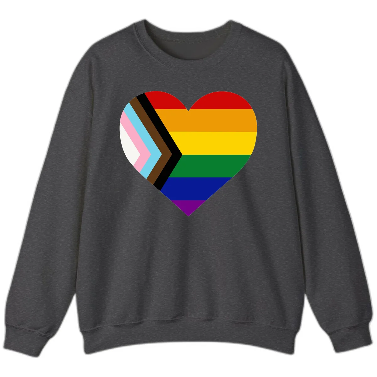 Progress Pride Heart Sweatshirt in Dark Heather